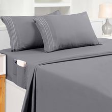 FITTED SHEET SETS WITH PHONE POCKET侧面储物口袋床笠床单4套件
