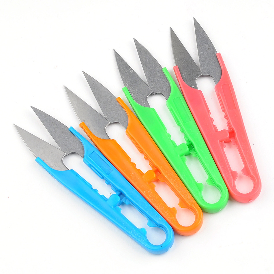 厂家批发十字绣剪刀专用小剪刀 彩色塑料纱剪家用线头剪u型修线剪