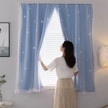 X70T窗帘免打孔安装魔术贴遮阳卧室全遮光布简易厨房出粗房短窗帘