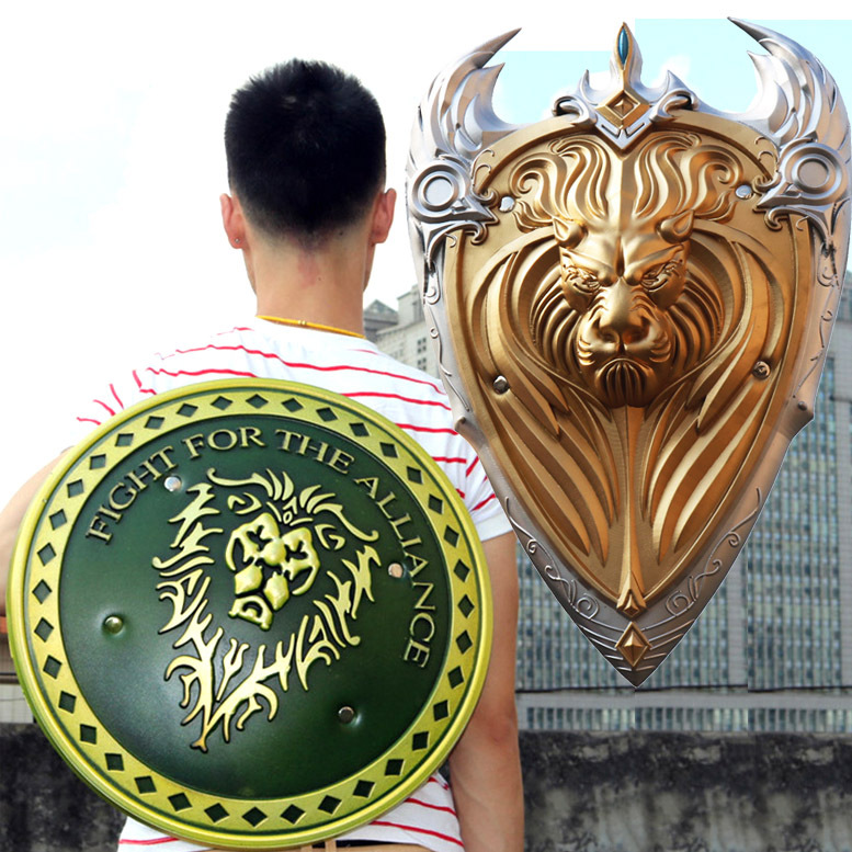 魔兽部落联盟金狮盾圆狮盾牌霜之哀伤剑 橡胶道具pu刀剑武器模型