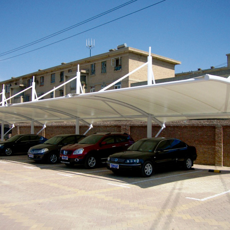 斜拉杆膜结构车棚七字型拉杆膜结构汽车遮阳棚停车场汽车停车棚