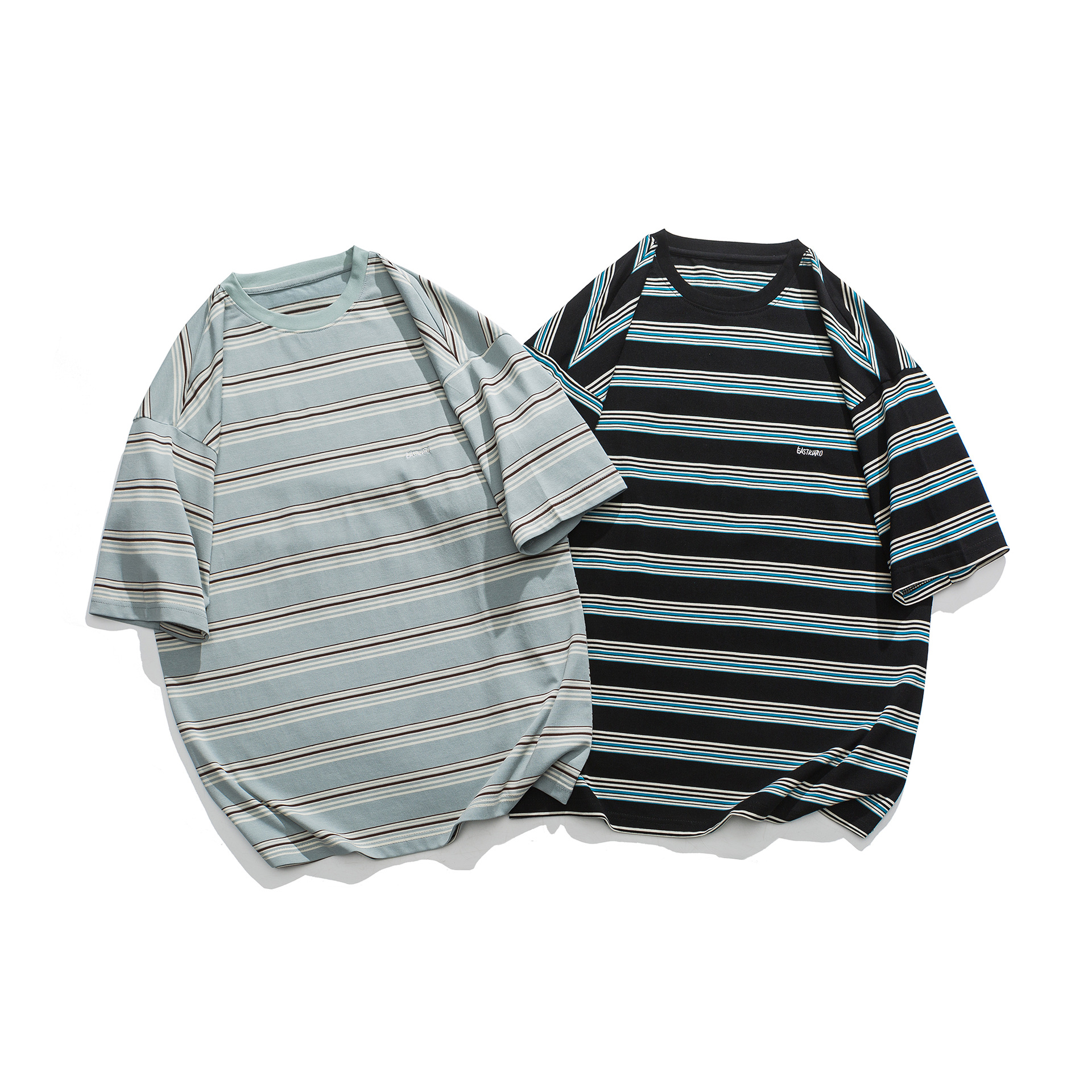 ck116 条纹t恤男士夏季新款潮牌半袖圆领短袖体恤男休闲宽松上衣