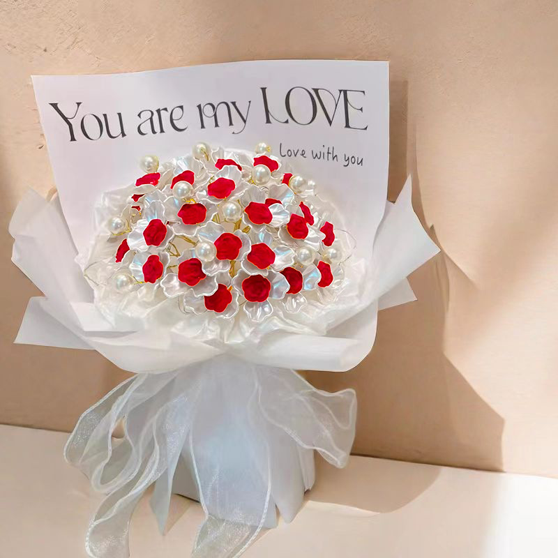 跨境新款丝绒玫瑰花花束手工diy材料包情人节送闺蜜朋友生日礼物