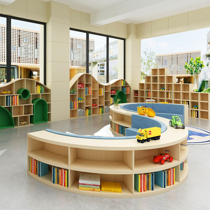 幼儿园书柜摆台小说漫画坐凳书架简约阅读书柜图书馆落地架书凳