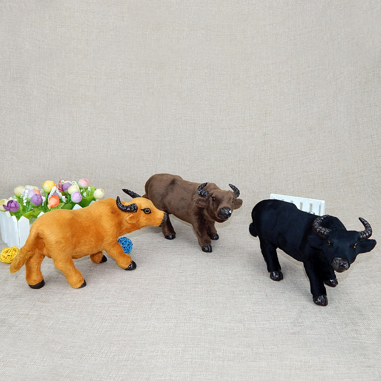 仿真动物小黄牛模型工艺品仿真黄牛吉祥物摆件教学认知道具生肖牛