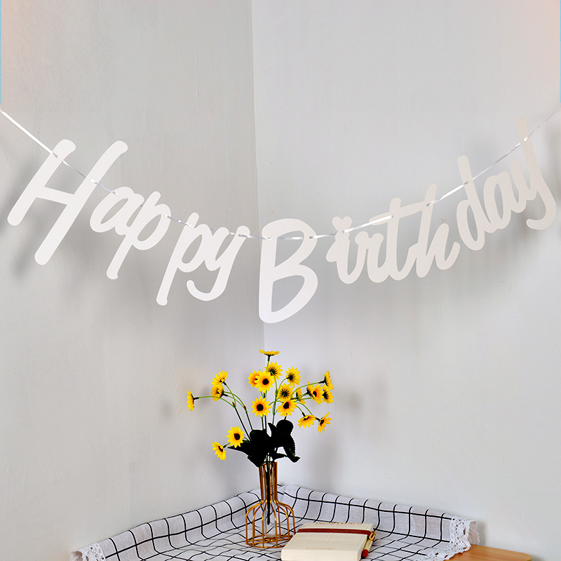 INS Baby Full-Year Birthday Party Decoration Hanging Flag Happy Birthday One-Piece Letter Birthday Latte Art