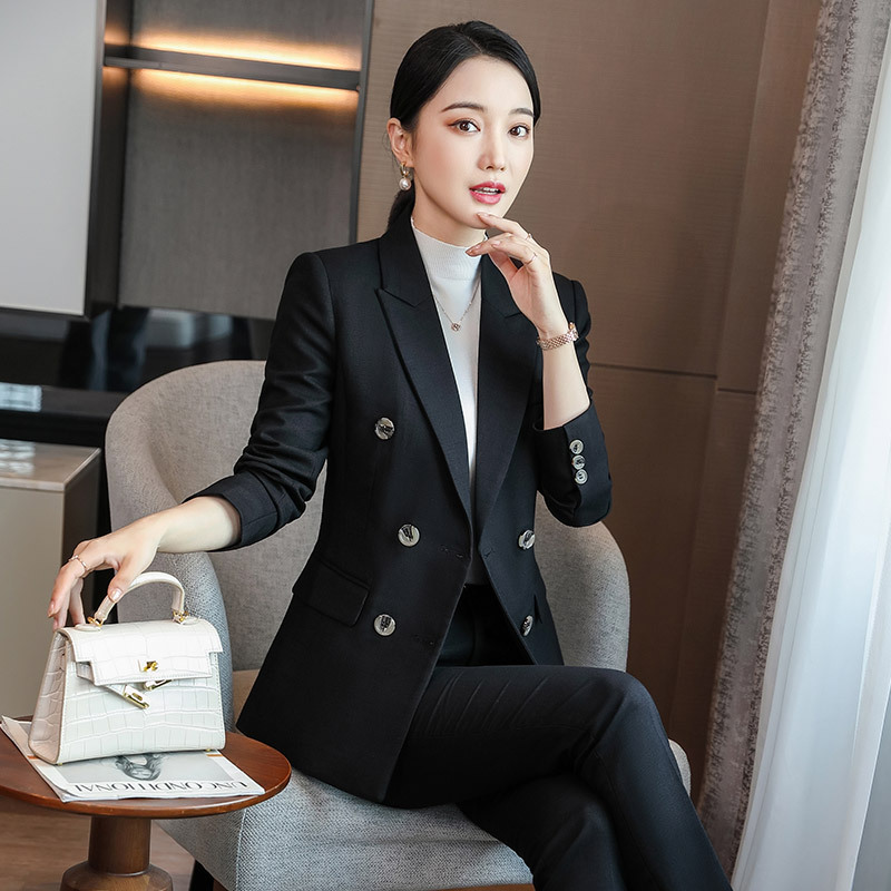 黑色西装套装女秋冬新款总裁高定西服女时尚气质职业装工作服