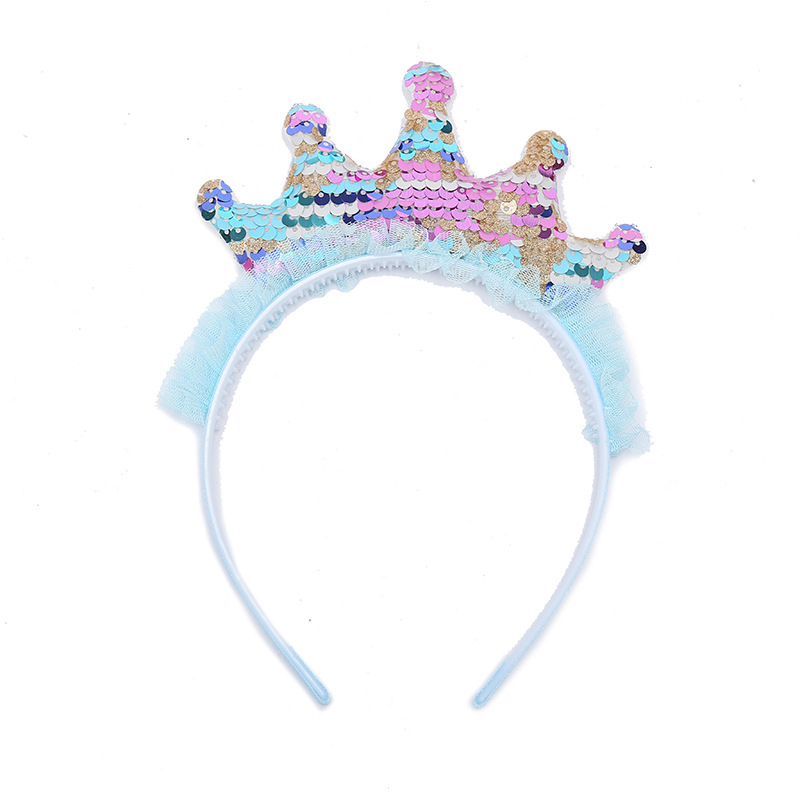 2023 New Colorful Sequined Headband Cute Crown Princess Hair Accessories Holiday Party Children's Little Girl Headband