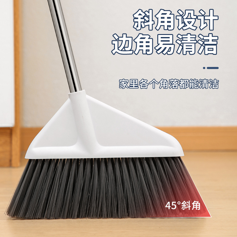 Single Broom Household Soft Fur Broom Long Handle Non-Bending Broom Non-Stick Hair Sweeping Broom 0588