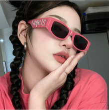 跨境朋克字母时尚太阳镜新款长方形复古嘻哈风高级感辣妹墨镜女