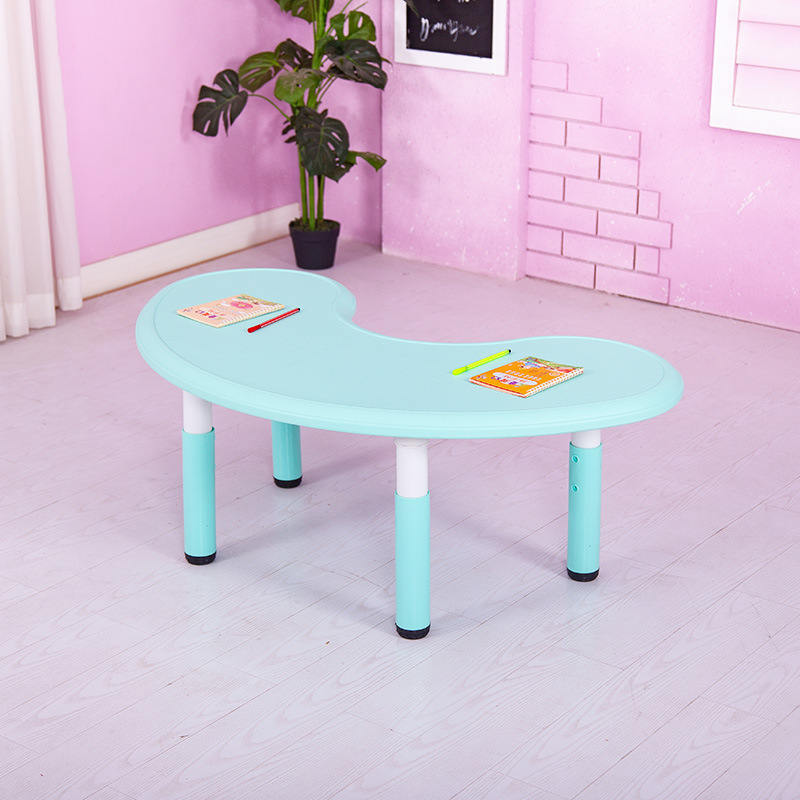 Children's Moon Table and Chair Set Kindergarten Plastic Table Home Baby Game Toy Table Arc Crescent Table Lifting