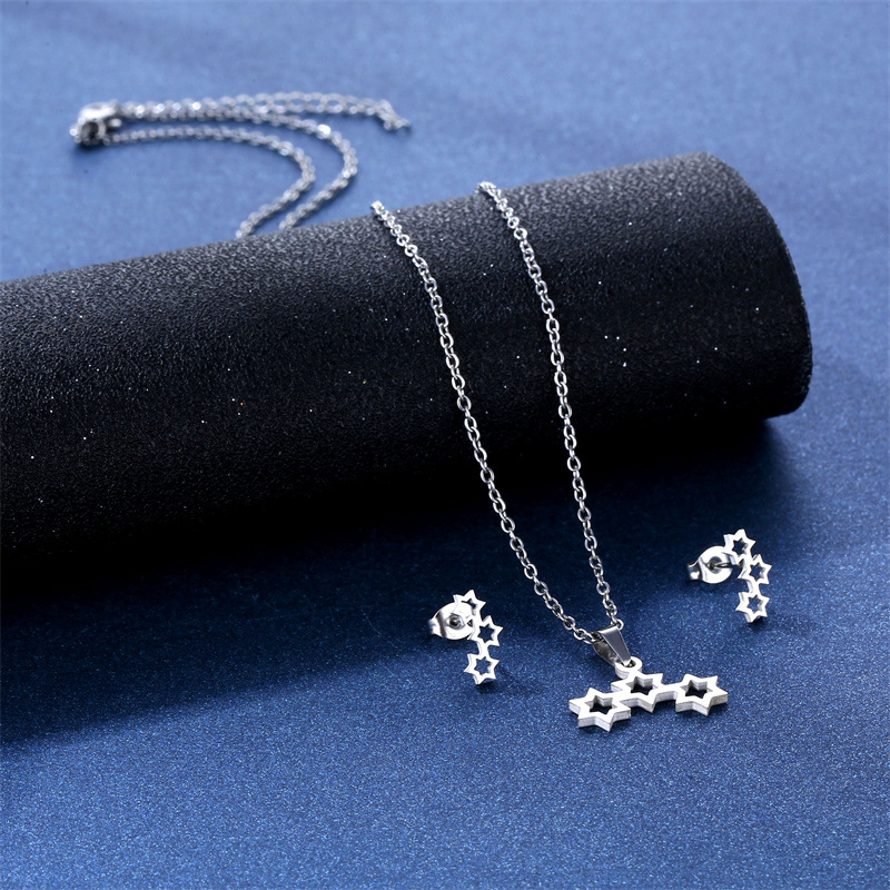 Cross-Border Hexagram Necklace Starlight Fashion Simple Pendant Earings Set XINGX Female Temperament Clavicle Chain Ornament