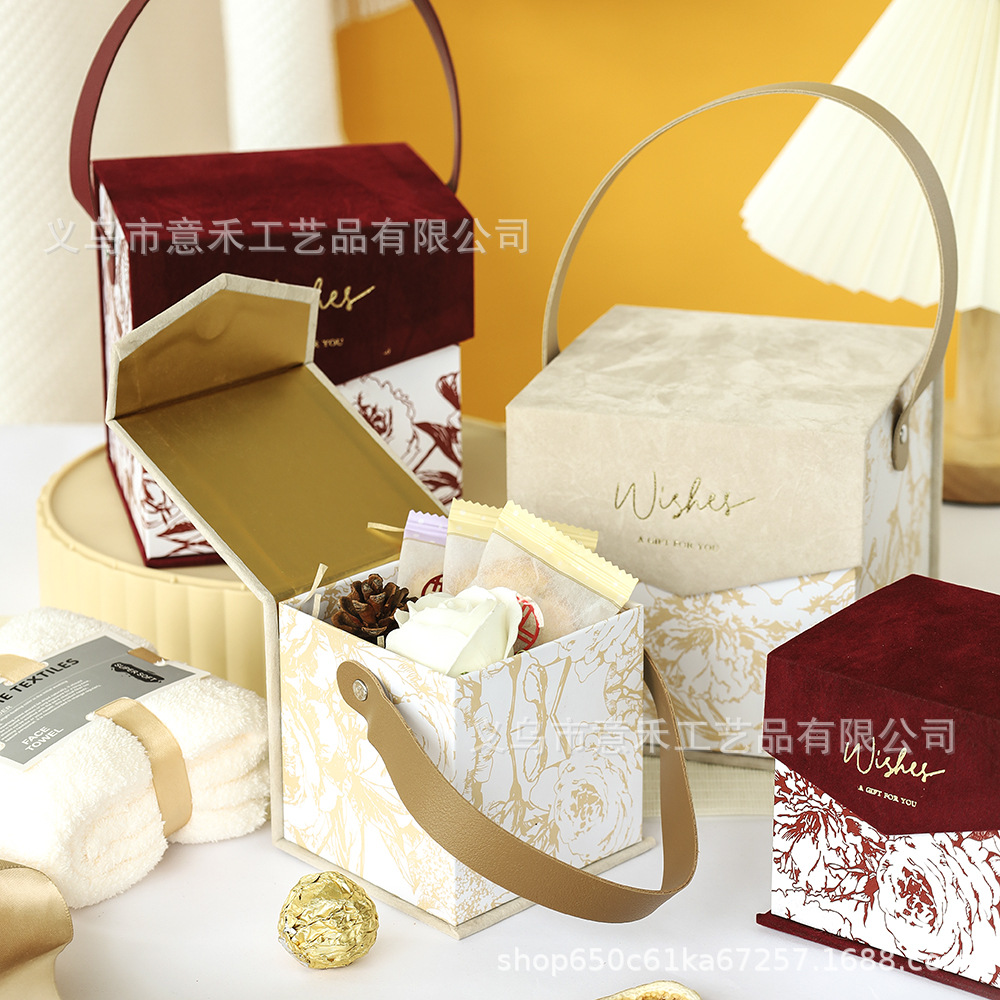 Portable Square European-Style Candy Box High-End Gift Return Creative Wedding Flannel Gift