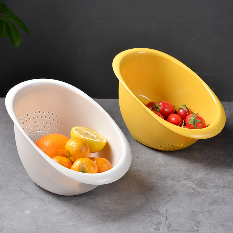 Factory Sales Plastic Rice Washing Sieve Printable Logo Drain Basket Kitchen Household Plastic Washing Basin