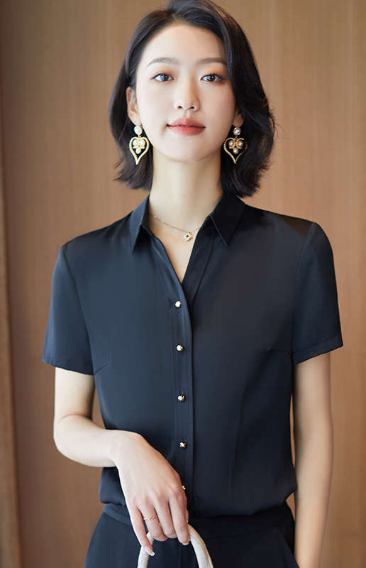 面试金融职业装女装衬衫ktv领班中袖工作服正装宾馆商务工装衬衫