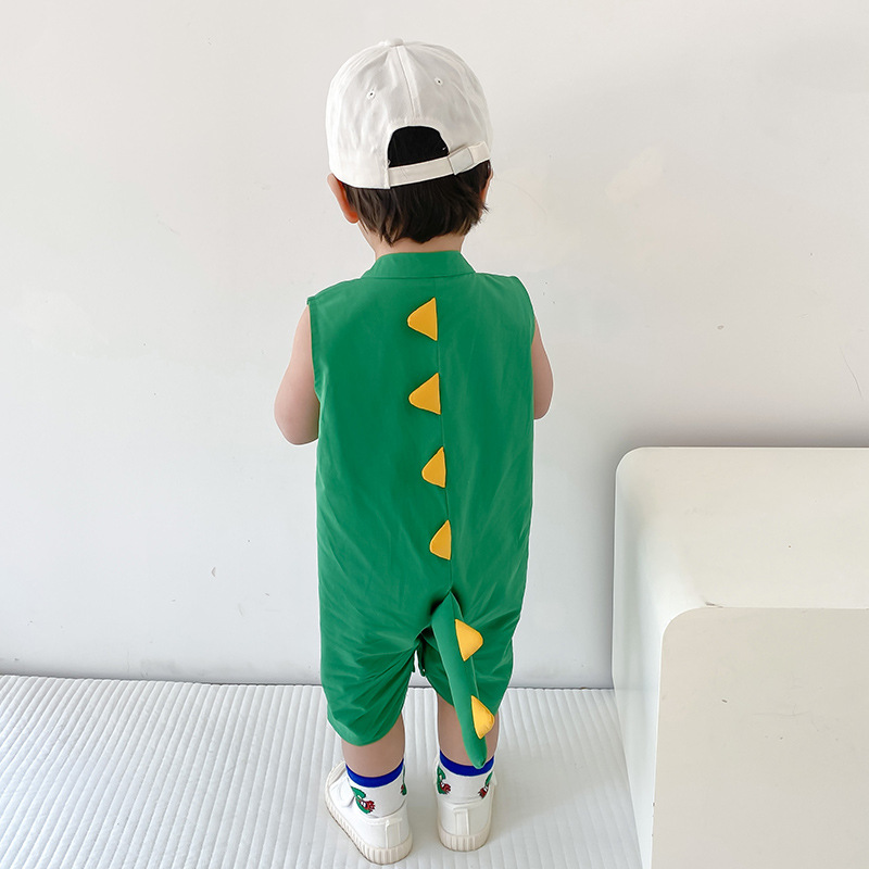 Tolo Rabbit Summer New 0-3 Years Old Infants Baby Romper Fresh Green Dinosaur Shape Sleeveless Romper Baby Clothes