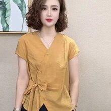 一件代发一件代发直播夏季新款时尚系带开衫不中老年女装