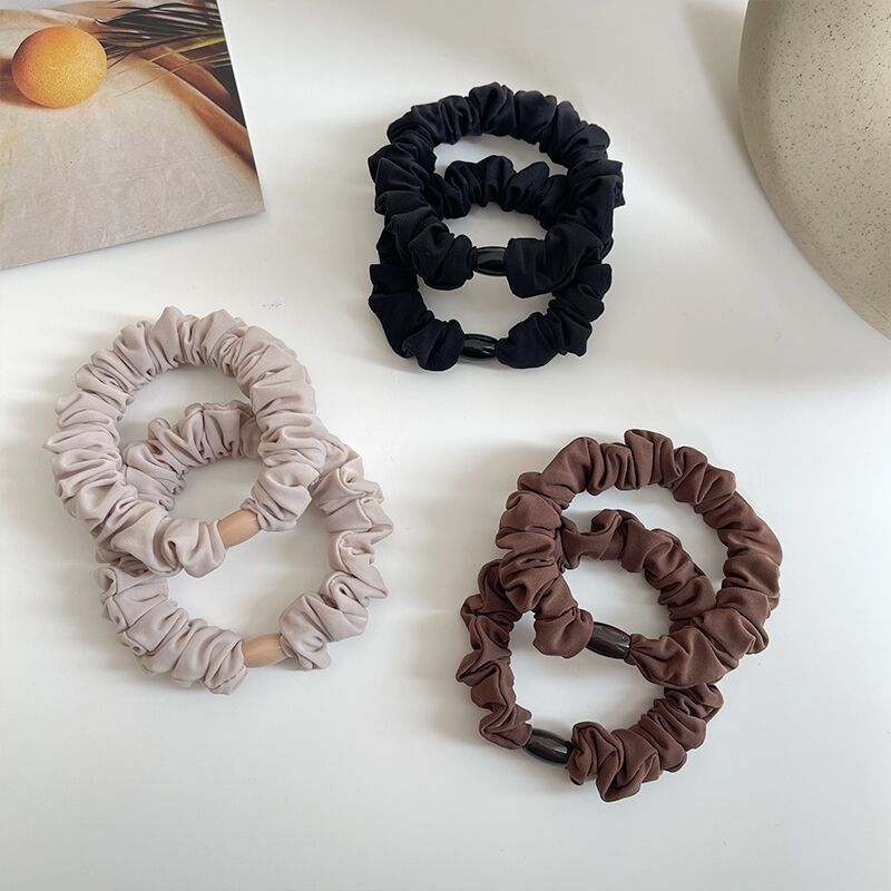 Milk Silk ~ Simple Solid Color Large Intestine Hair Ring Headdress Ponytail Rubber Band Female Hair Rope Milk Tea Released Circle Head Rope