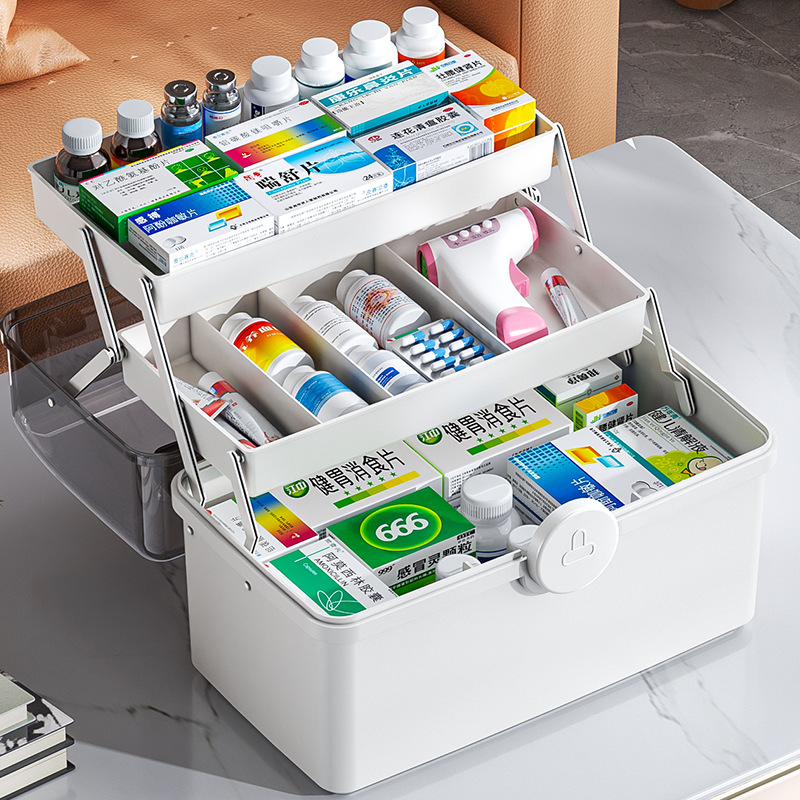 药箱收纳箱家用大容量多层医药箱家庭版常备药品分类整理收纳盒子