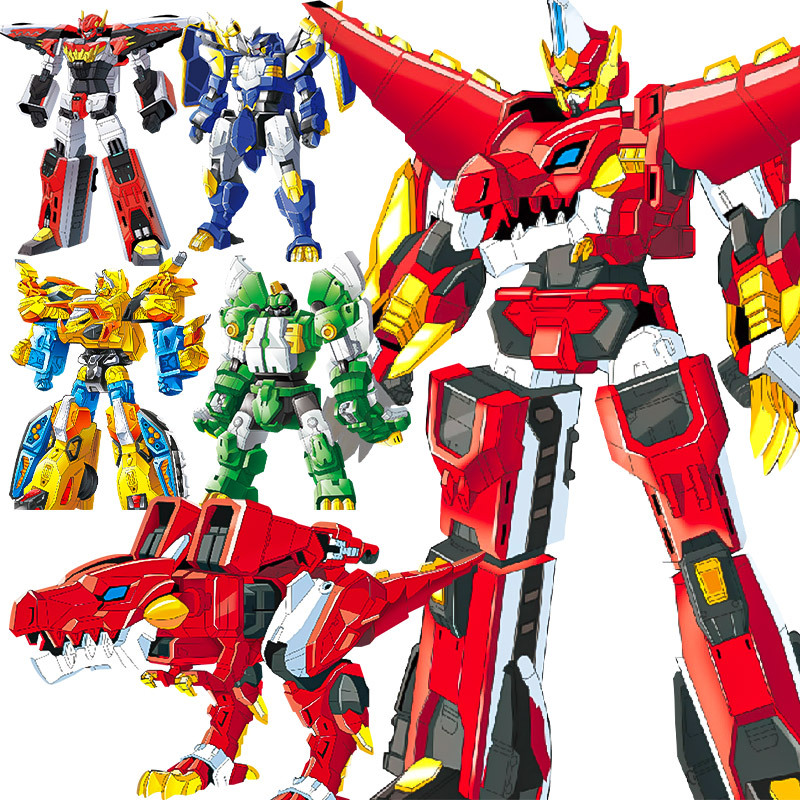 心奇爆龙战车4战龙合体变形机甲经典版烈焰霸王龙男孩恐龙玩具