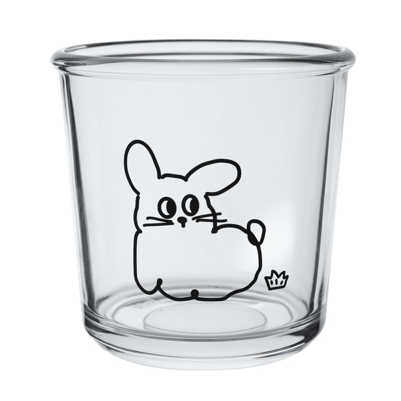 Glass Cup Korean Ins Style Glass Cold Extraction Coffee Cup Rabbit Water Cup Glass Large Capacity Drinking Cup