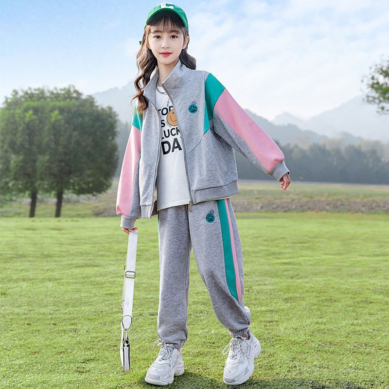 女童春装套装2023新款洋气儿童网红时髦衣服10大童运动两件套12岁