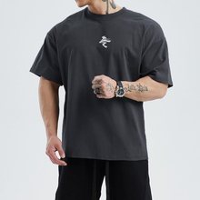 宽松大码短袖T恤速干五分袖男夏季运动训练肌肉休闲跑步健身衣服