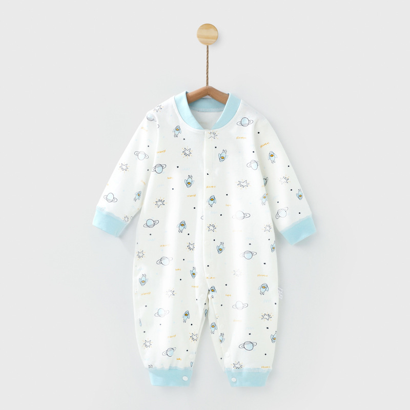 Baby Jumpsuit Spring and Autumn Sterile Cotton Newborn Rompers Long-Sleeved Pajamas Baby Crawling Suit Butt Wrap Clothes Source Wholesale Baby Clothes