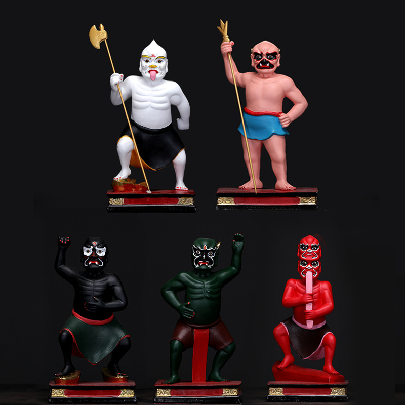 福盛东五鬼多财树脂彩绘神像五鬼财神佛像居家供奉工艺品摆件