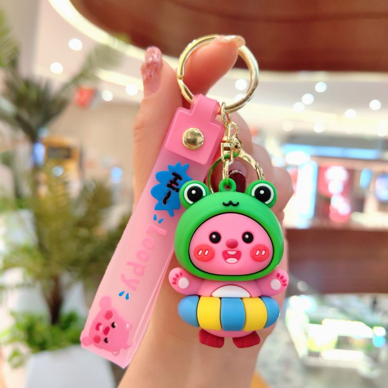 New Cute Pvc Little Beaver Keychain Pendant Cartoon Doll Car Key Chain Hanging Ornament Small Gift Wholesale