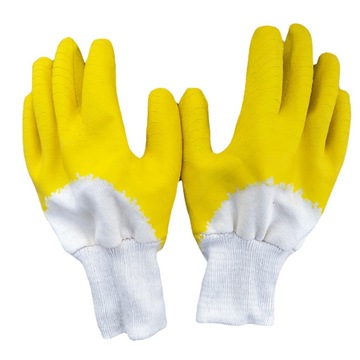 罗口绒布乳胶皱纹手套加厚保暖波浪纹浸胶劳保手套批发