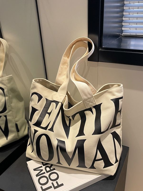 thailand gentle woman tote mummy canvas bag 2023 new letter printing simple shoulder bag fashion