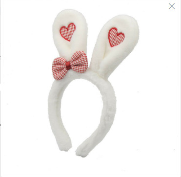 Rabbit Year Sweet Loving Heart Bowknot Plush Rabbit Ears Hair Hoop Children Adult Autumn and Winter Hairpin for Hair Washing Performance Hair Accessories
