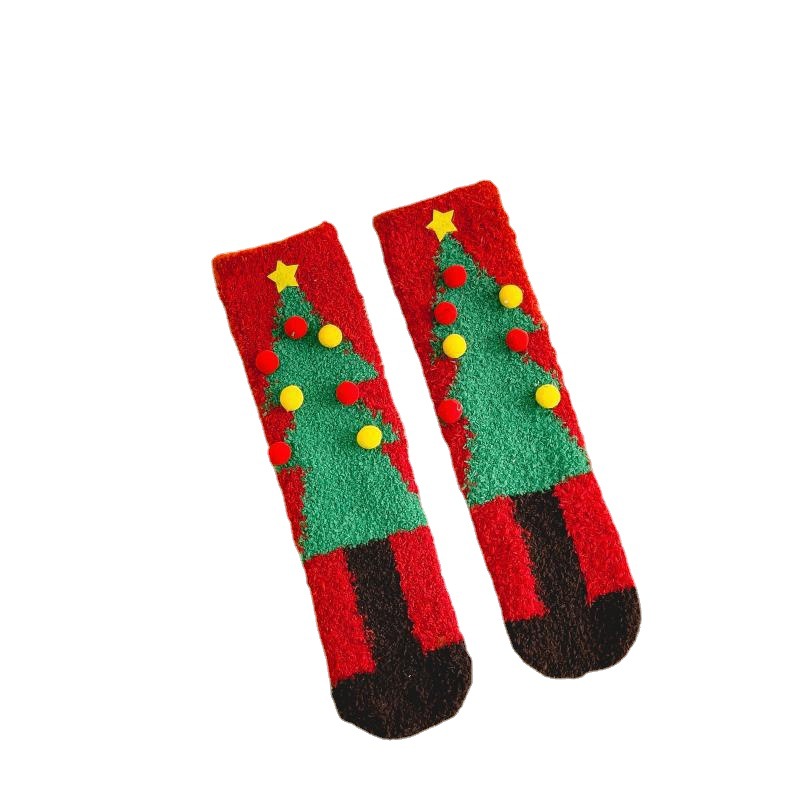 Christmas Gift Box Socks for Women Autumn and Winter Coral Fleece Thickened Warm Floor Socks Japanese Cute Cartoon Sleep Socks Cute