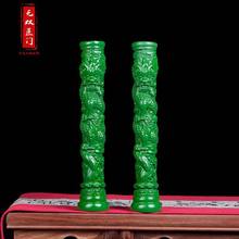 绿色实木雕刻盘龙柱摆件中式生肖龙家居酒柜桌面装饰品红木工艺品