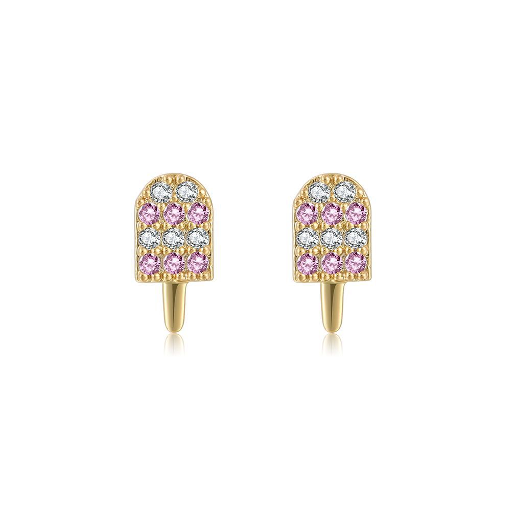 2022 Summer New Lollipop Ice Cream Stud Earrings 18K Gold Color Protection Ornament Ins Wind Net Red Earrings