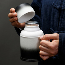 复古陶瓷小暖壶马克杯茶杯带盖陶瓷焖茶杯中式办公杯带手柄家用