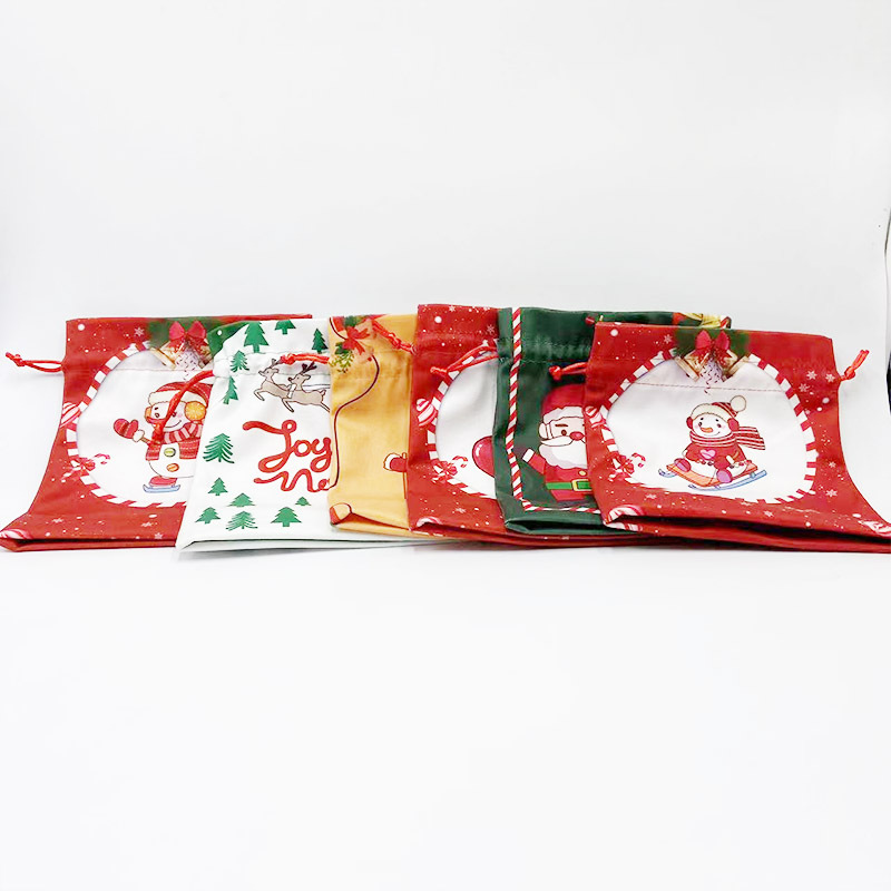 Christmas Apple Bag Drawstring Christmas Eve Gift Bag Apple Gift Bag Flannel Drawstring