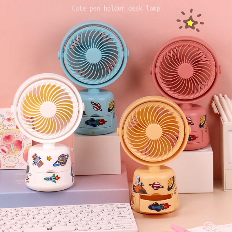 simple small fan with second-gear light storage usb rechargeable summer children‘s room desktop cooling fan