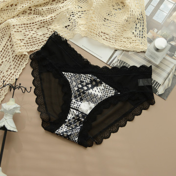 胖mm200斤性感中腰三角蕾丝女士内裤透明镂空设计诱人诱惑
