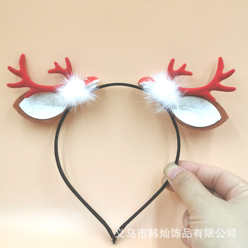 New Christmas Barrettes Dragon Horn Headband Cute Bell Mushroom Antlers Clip Internet Celebrity Headdress with Same Kind Elk Hairpin