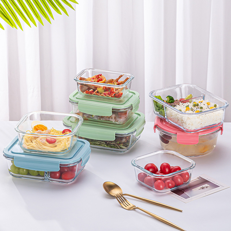 Glass Lunch Box Microwave Lunch Box Separated Student Crisper Insulated Lunch Box Lunch Box Bowl Set Office Worker