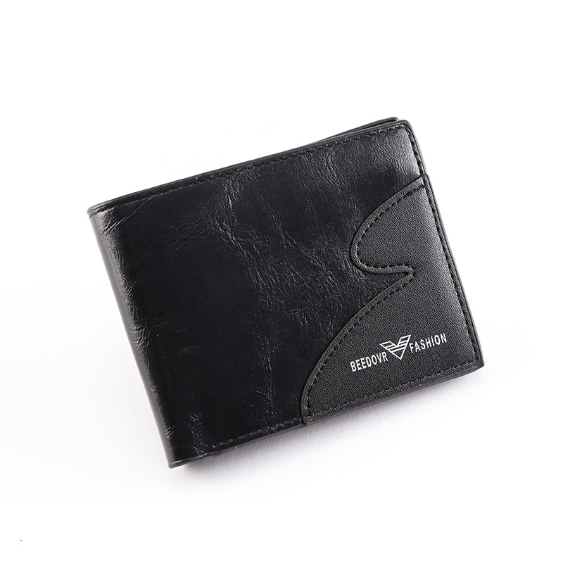 In Stock Wholesale 2022 New European and American Retro Men's Thin Wallet Short Lychee Pattern Dollar Handbag Coin Purse