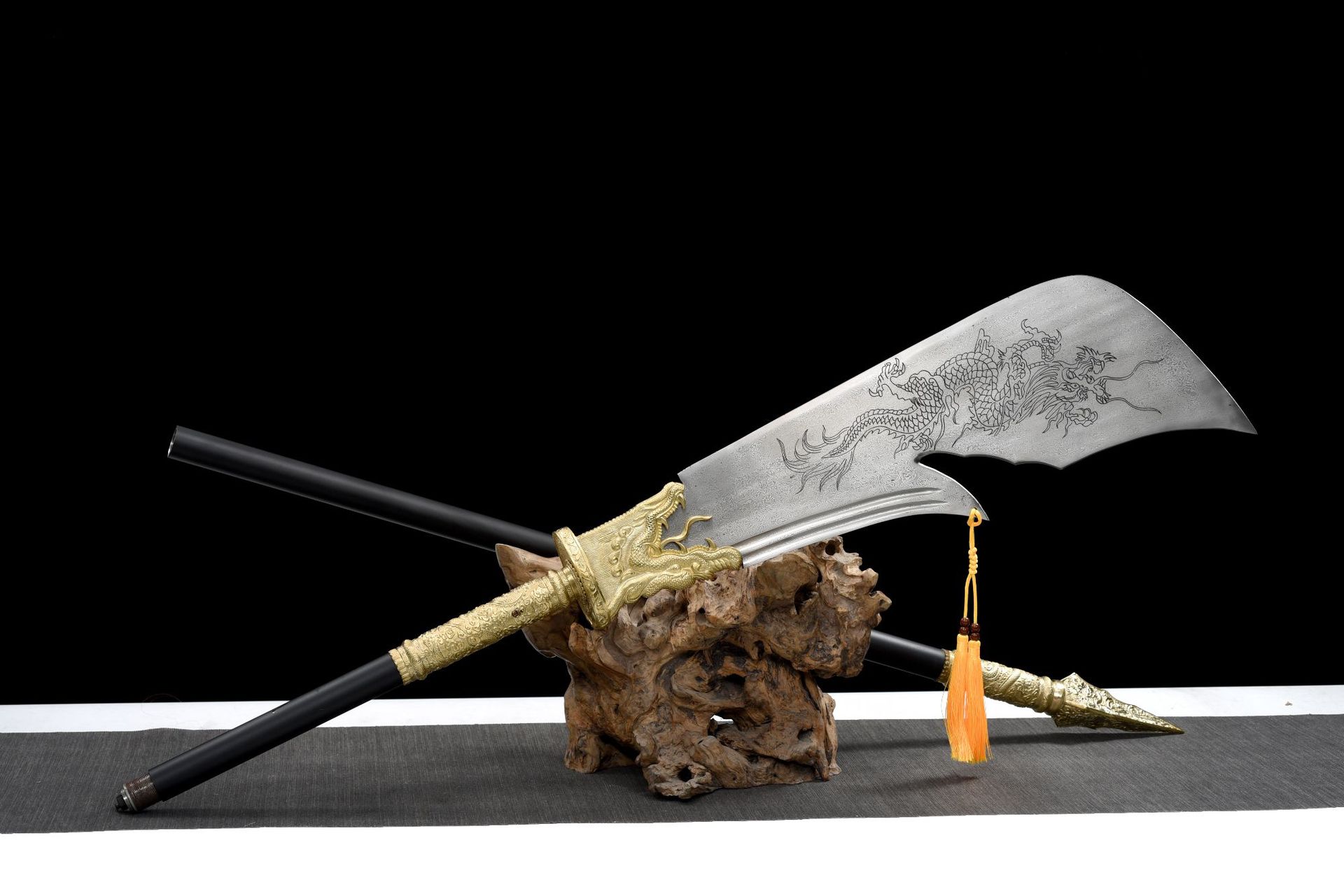 龙泉市刀剑花纹钢青龙偃月刀十八般兵器关公长刀工艺品摆件未开刃