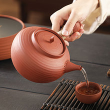 手工红泥砂铫跳盖壶侧把烧水壶中式家用煮水泡茶壶电陶炉茶具套装