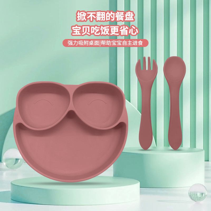 Spot Edible Silicon Infant Household Tableware Drop-Resistant Easy to Clean Baby Food Supplement Set Factory Direct Sales