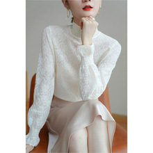 2024新款爆款时髦时尚洋气蕾丝高端打底衫别致设计感白色上衣女冬