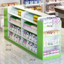 新款母婴店货架孕婴奶粉展示柜木质中岛柜玩具宠物药店货架展示架