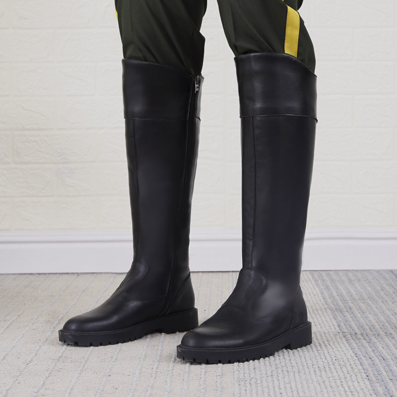 长筒靴子仪仗队马靴男女高筒皮靴男鞋升旗骑马术靴长靴马丁热