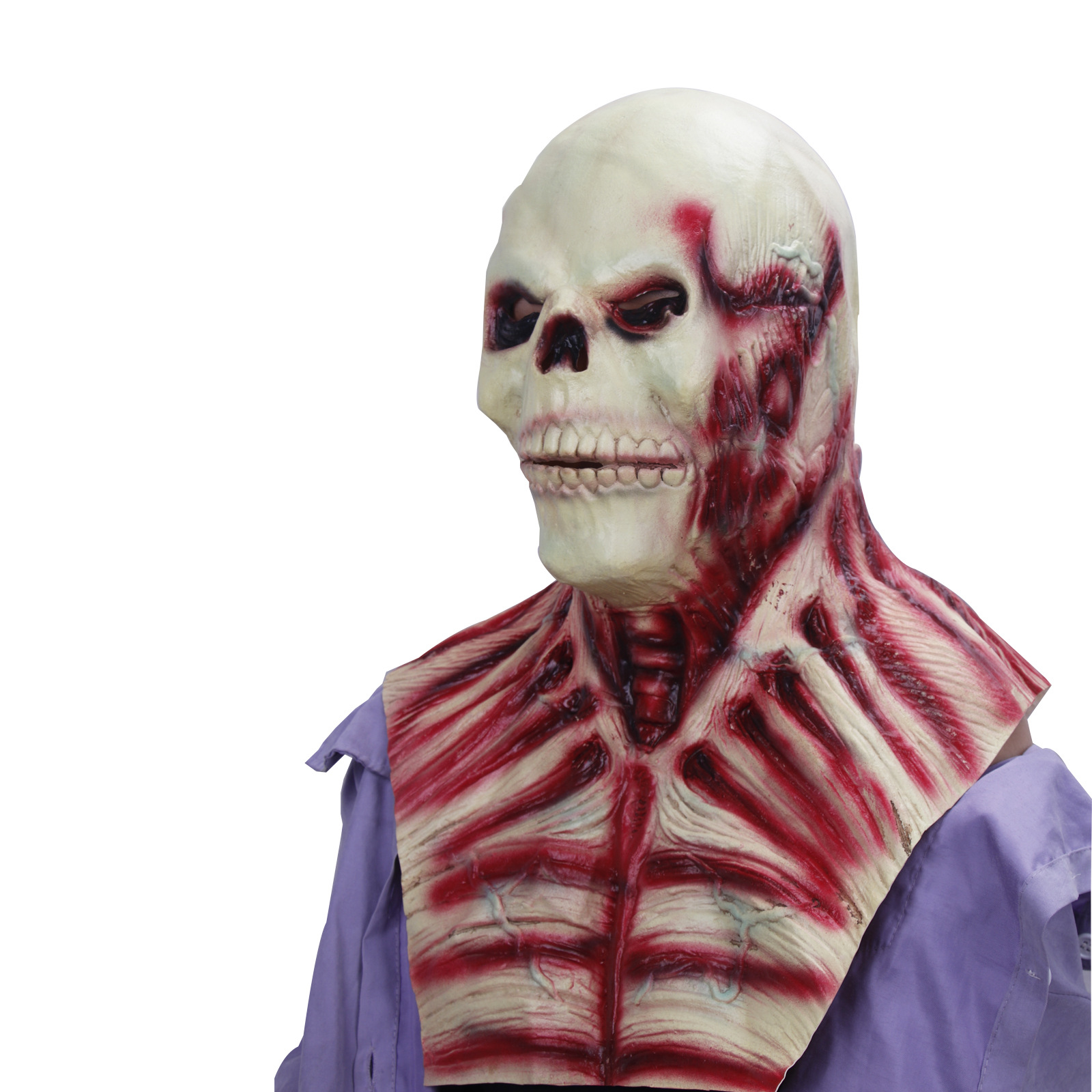 化装舞会演出道具幽灵神探海盗面具头套 万圣节恐怖吓乳胶面具cos